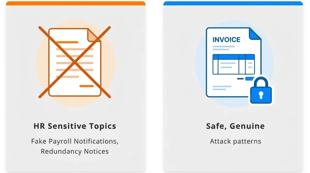 Illustration of HR-sensitive email scenarios that cause employee grievances